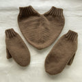 Heart Shaped Couples Hand Holding Knit Gloves - Coffee