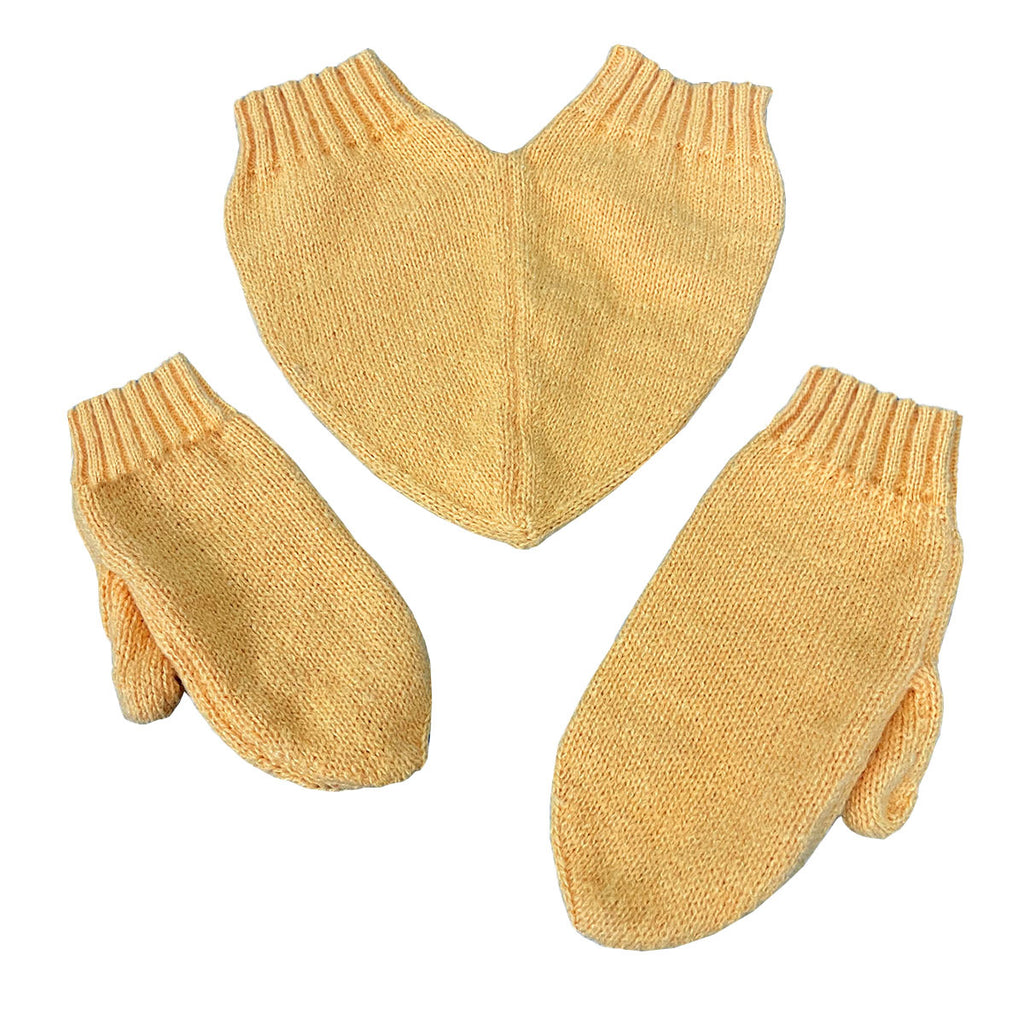 Heart Shaped Couples Hand Holding Knit Gloves - Yellow - 1