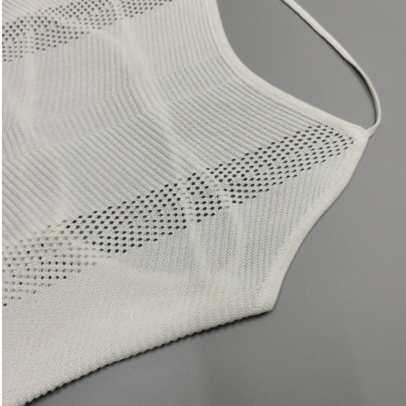 Open Back Knit Mini Beach Dress - White - 6