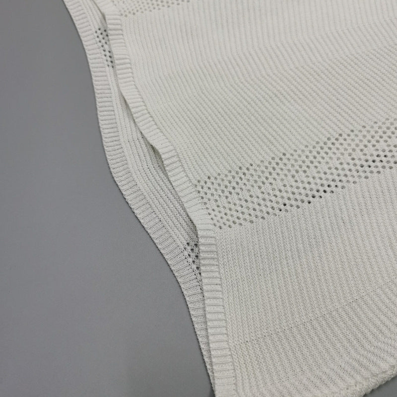 Open Back Knit Mini Beach Dress - White - 7