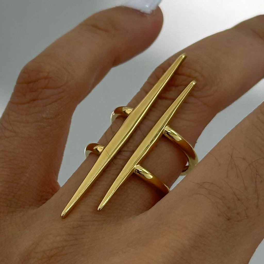 Tapered Bar Double Band Stacking Ring - Gold - 6