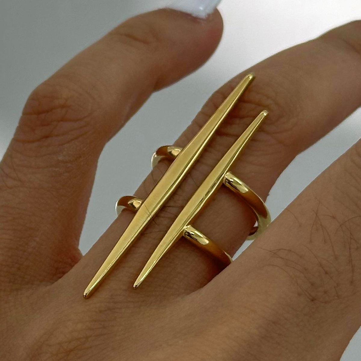 Tapered Bar Double Band Stacking Ring - Gold - 6