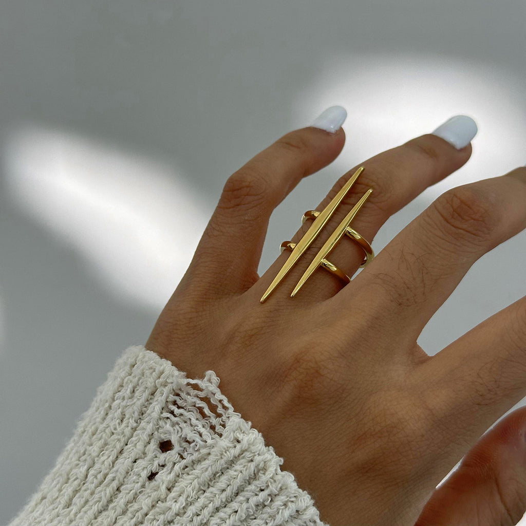Tapered Bar Double Band Stacking Ring - view 1