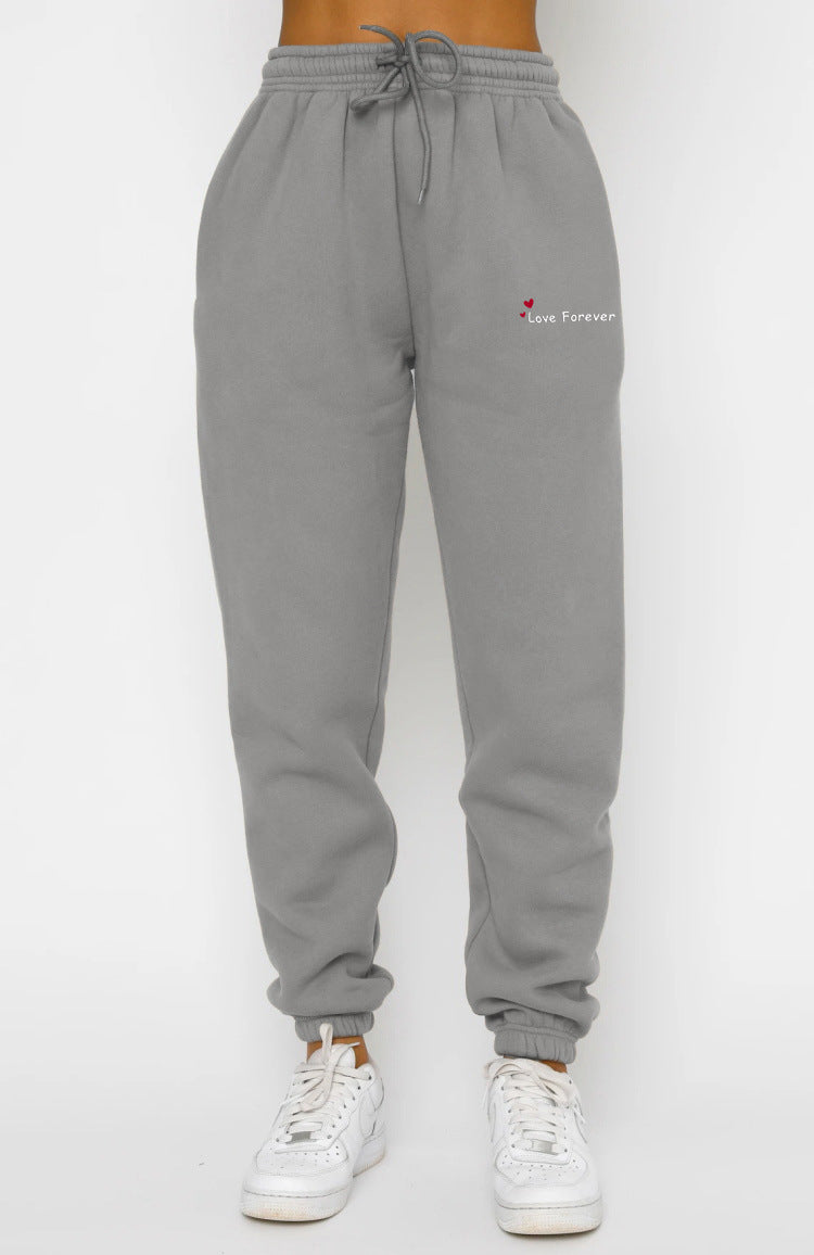 Heart Letter Print Sweatshirt and Jogger Set - Grey - 1