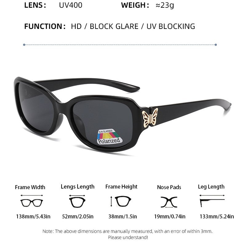 Y2K Butterfly Temple Rectangle Sunglasses - BLACK - 1