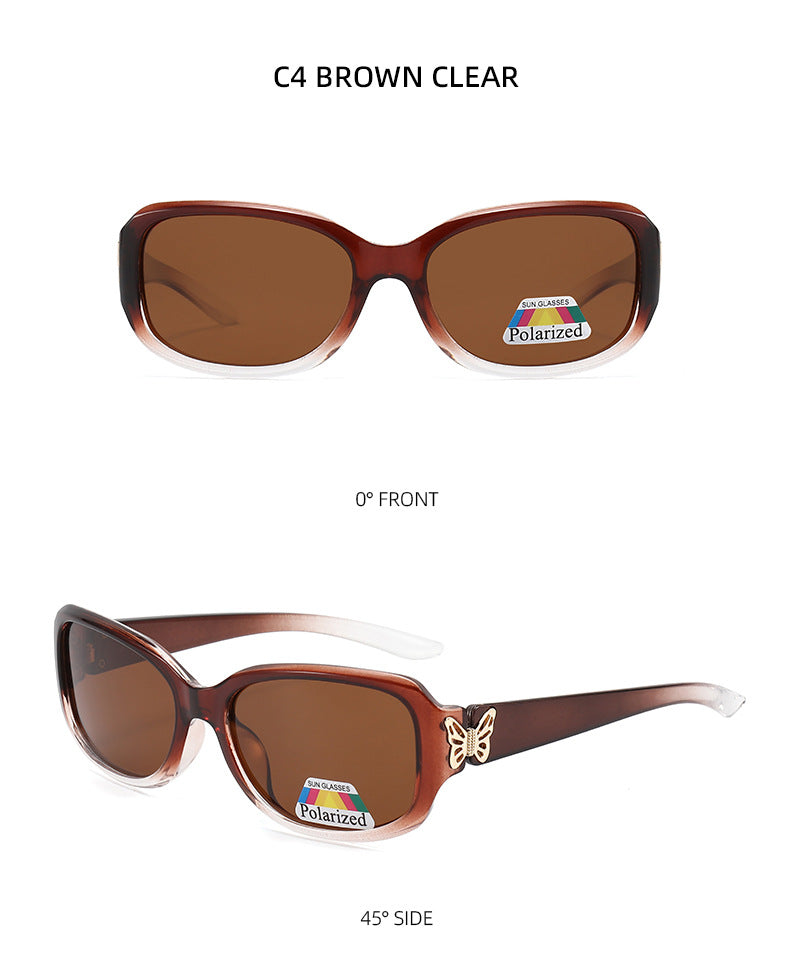 Y2K Butterfly Temple Rectangle Sunglasses - BROWN