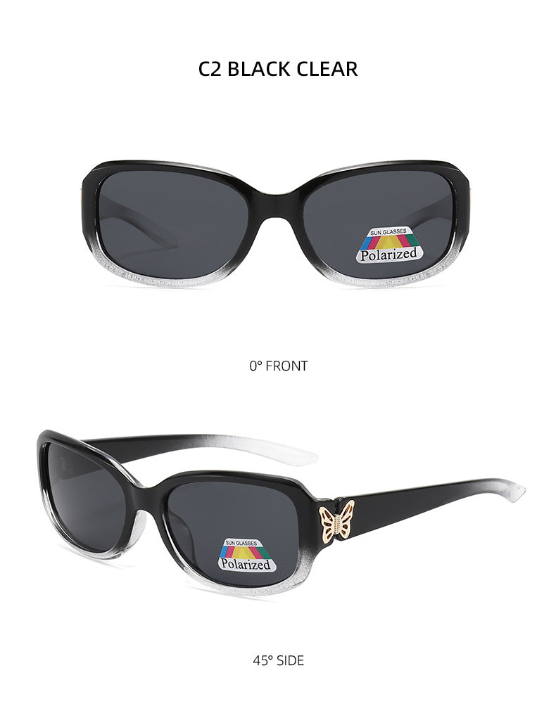 Y2K Butterfly Temple Rectangle Sunglasses - B_CLAER