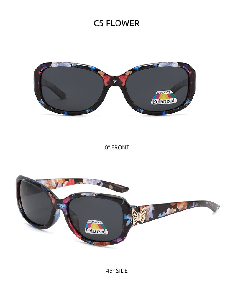 Y2K Butterfly Temple Rectangle Sunglasses - FLOWER