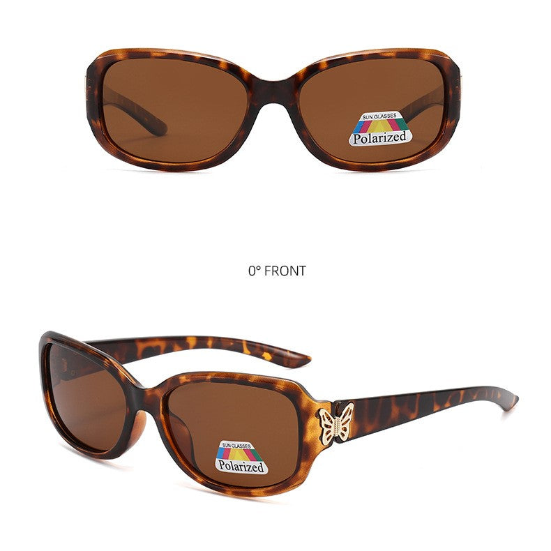 Y2K Butterfly Temple Rectangle Sunglasses - LEOPARD