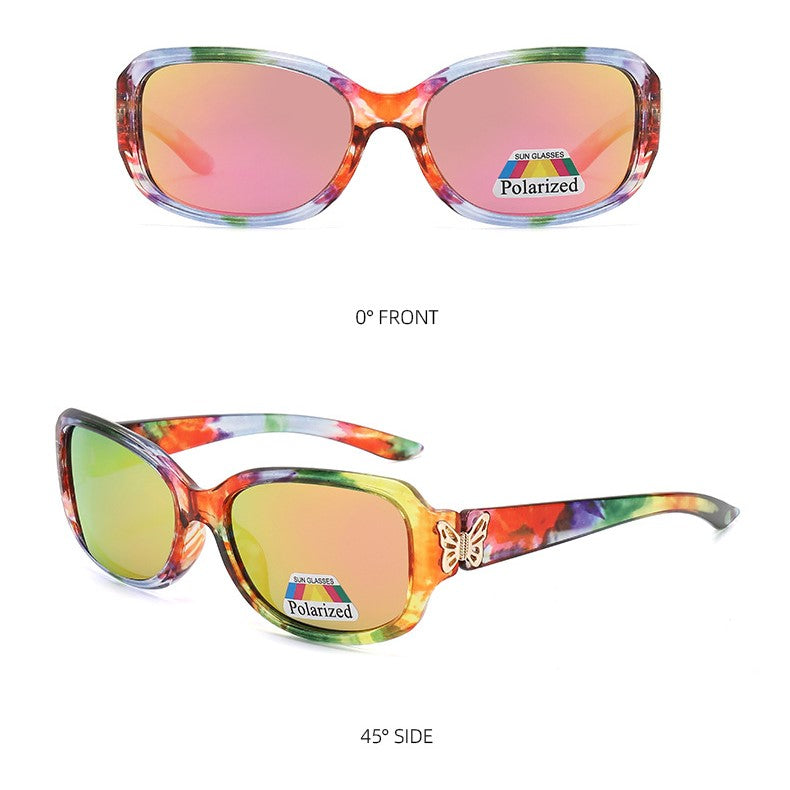 Y2K Butterfly Temple Rectangle Sunglasses - RAINBOW