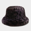 Fluffy Faux Fur Animal Print Bucket Hat - C4