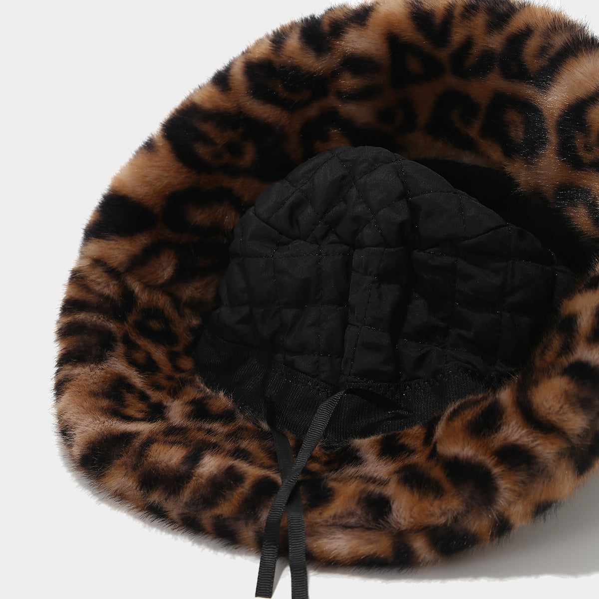 Fluffy Faux Fur Animal Print Bucket Hat - view 1