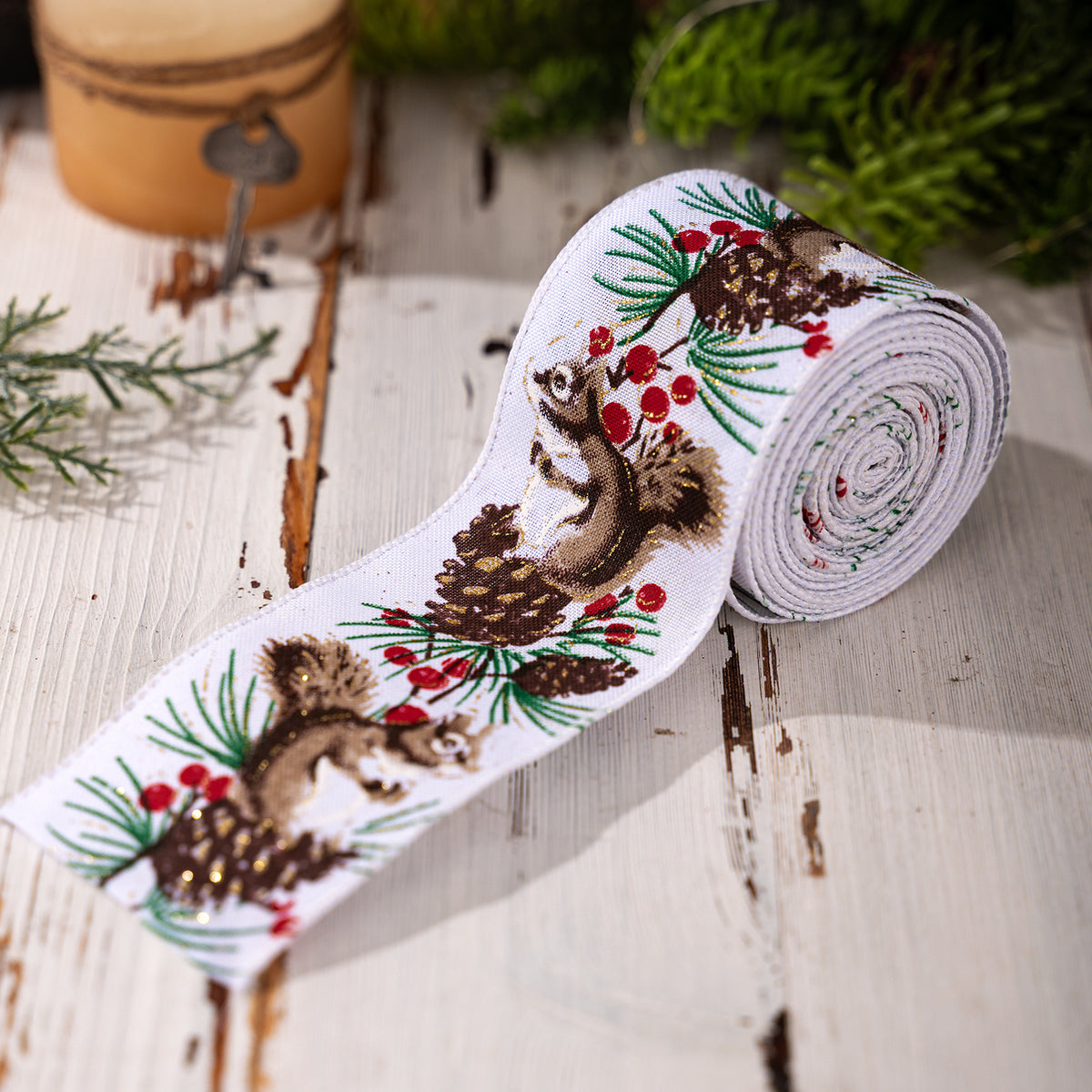Christmas Ribbon Roll with Gnome and Snowman Prints - C3
