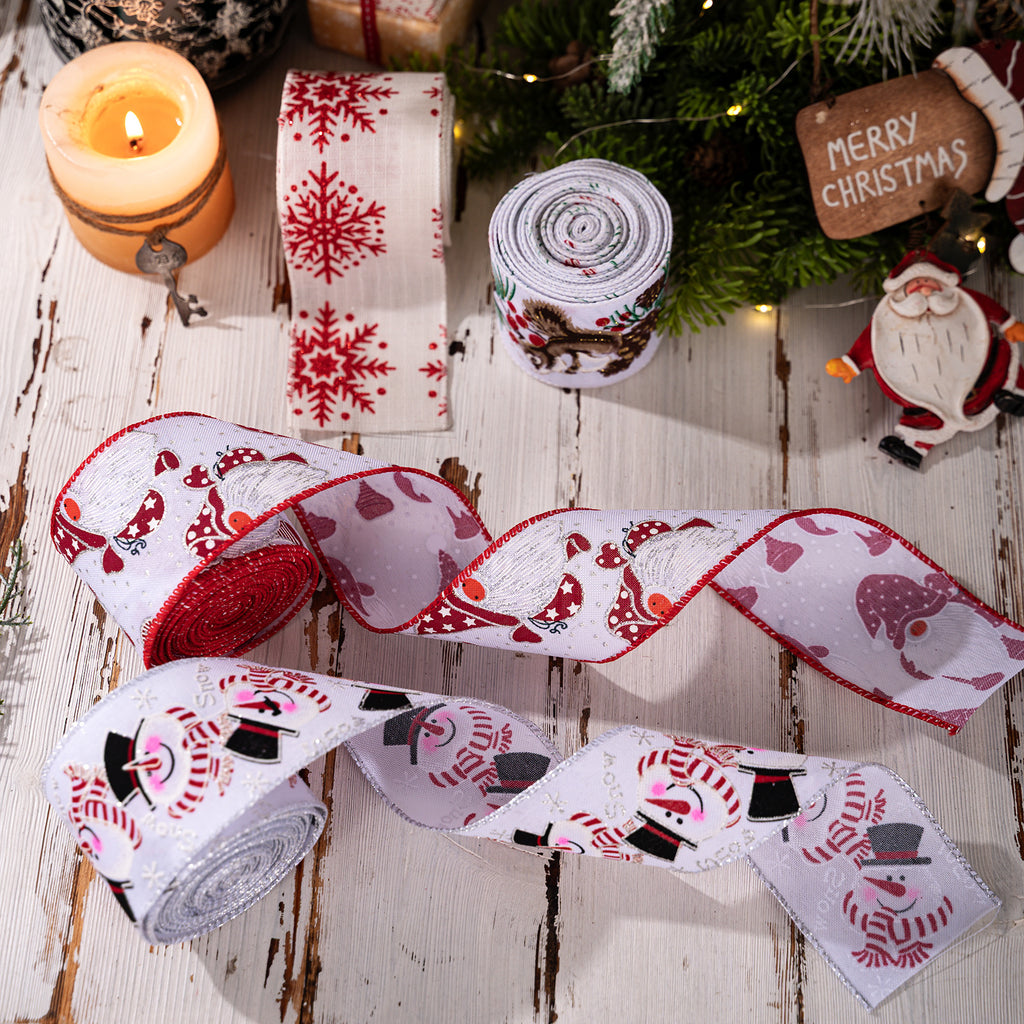 Christmas Ribbon Roll with Gnome and Snowman Prints - view 1