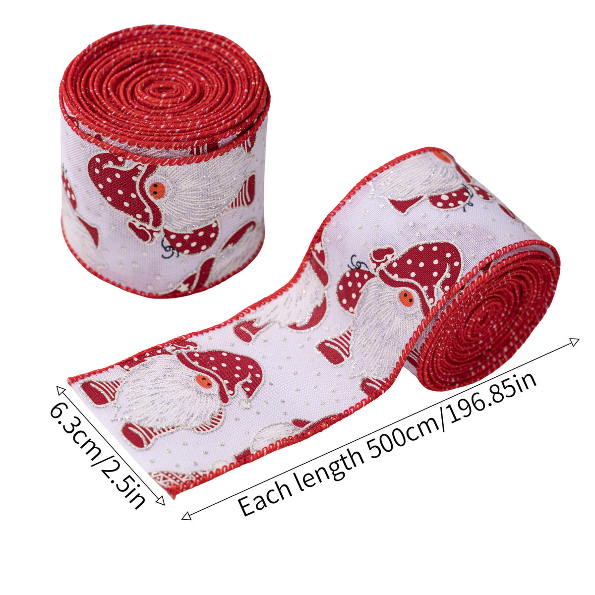 Christmas Ribbon Roll with Gnome and Snowman Prints - view 2
