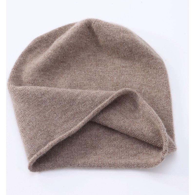 Slouchy Rolled Edge Wool Beanie Hat - Camel - 3