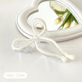 Glossy Ribbon Bow Hair Claw Clip - Milk