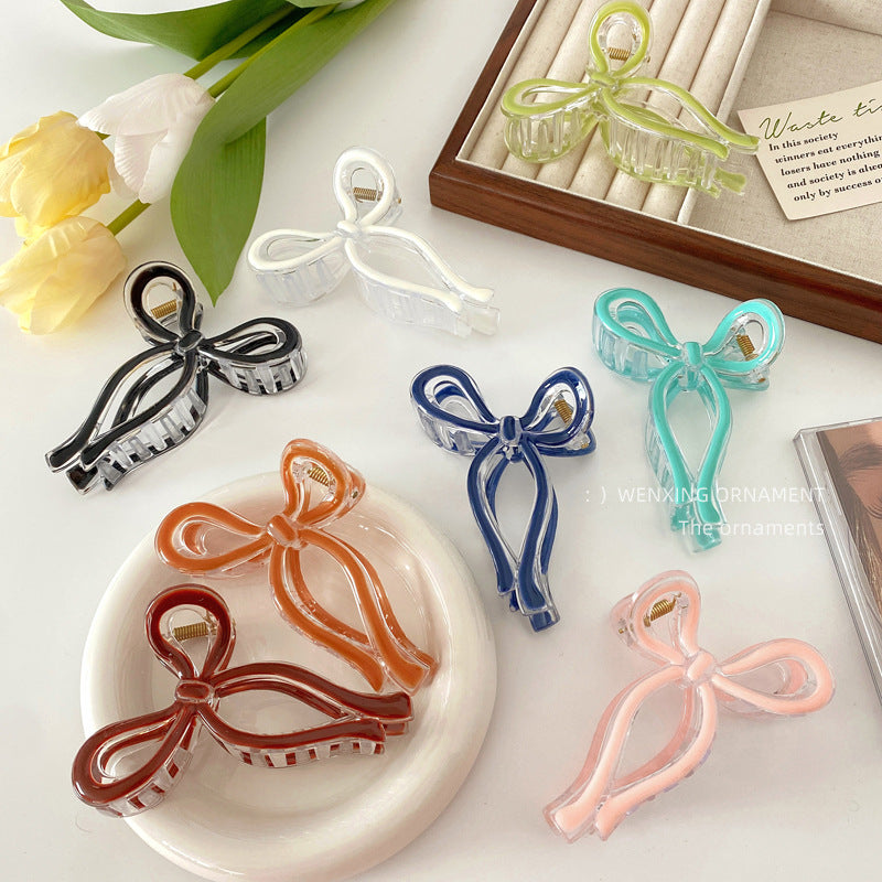 Glossy Ribbon Bow Hair Claw Clip