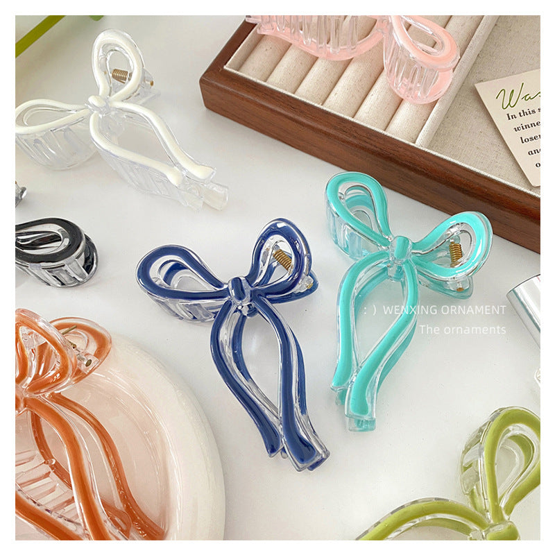 Glossy Ribbon Bow Hair Claw Clip - view 1