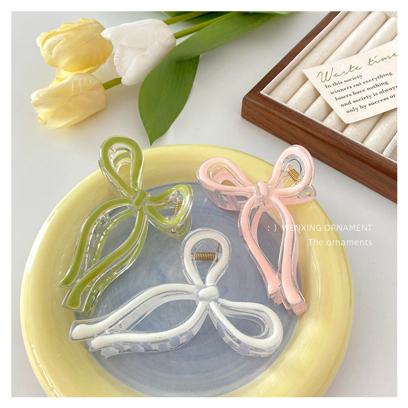 Glossy Ribbon Bow Hair Claw Clip - view 2