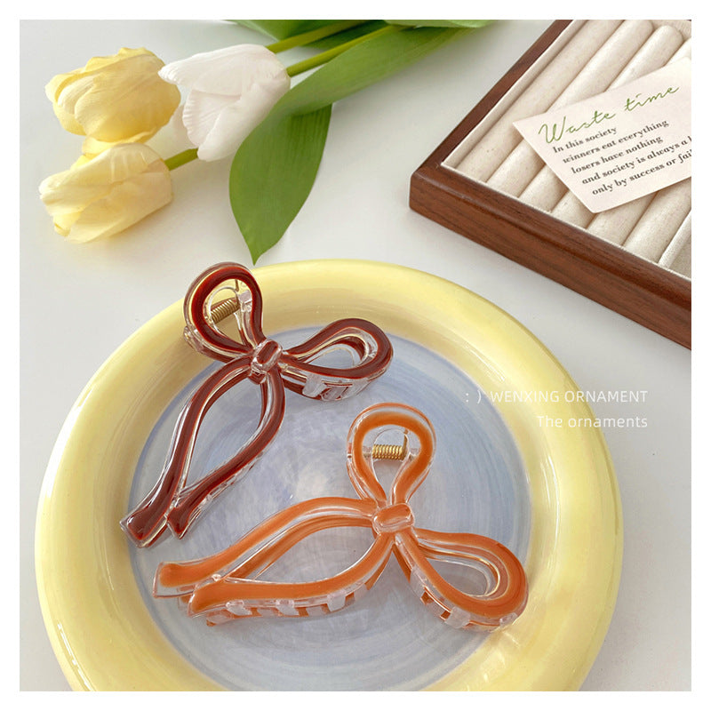 Glossy Ribbon Bow Hair Claw Clip - view 3