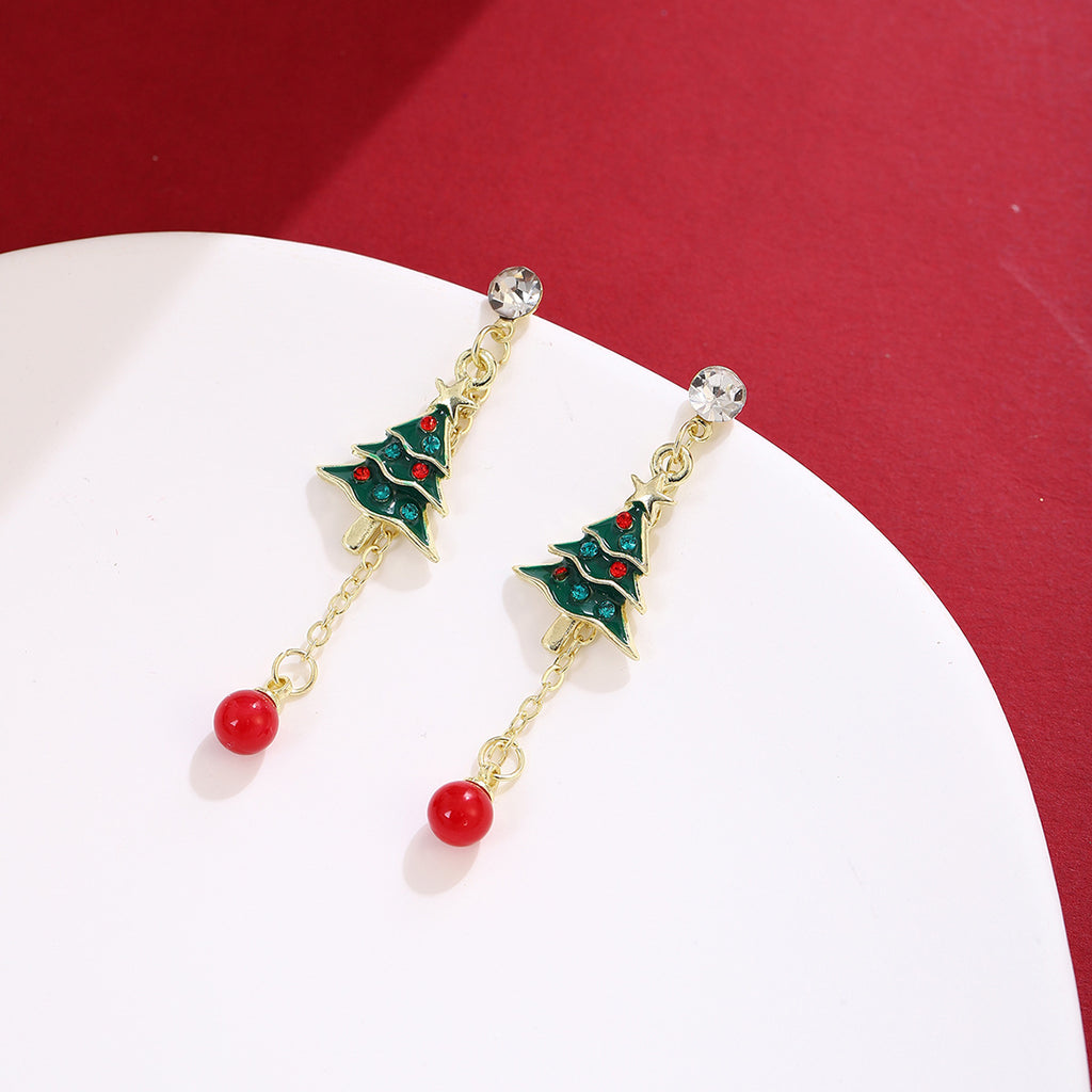 Beaded Chain Evergreen Linear Earrings - Green - 3
