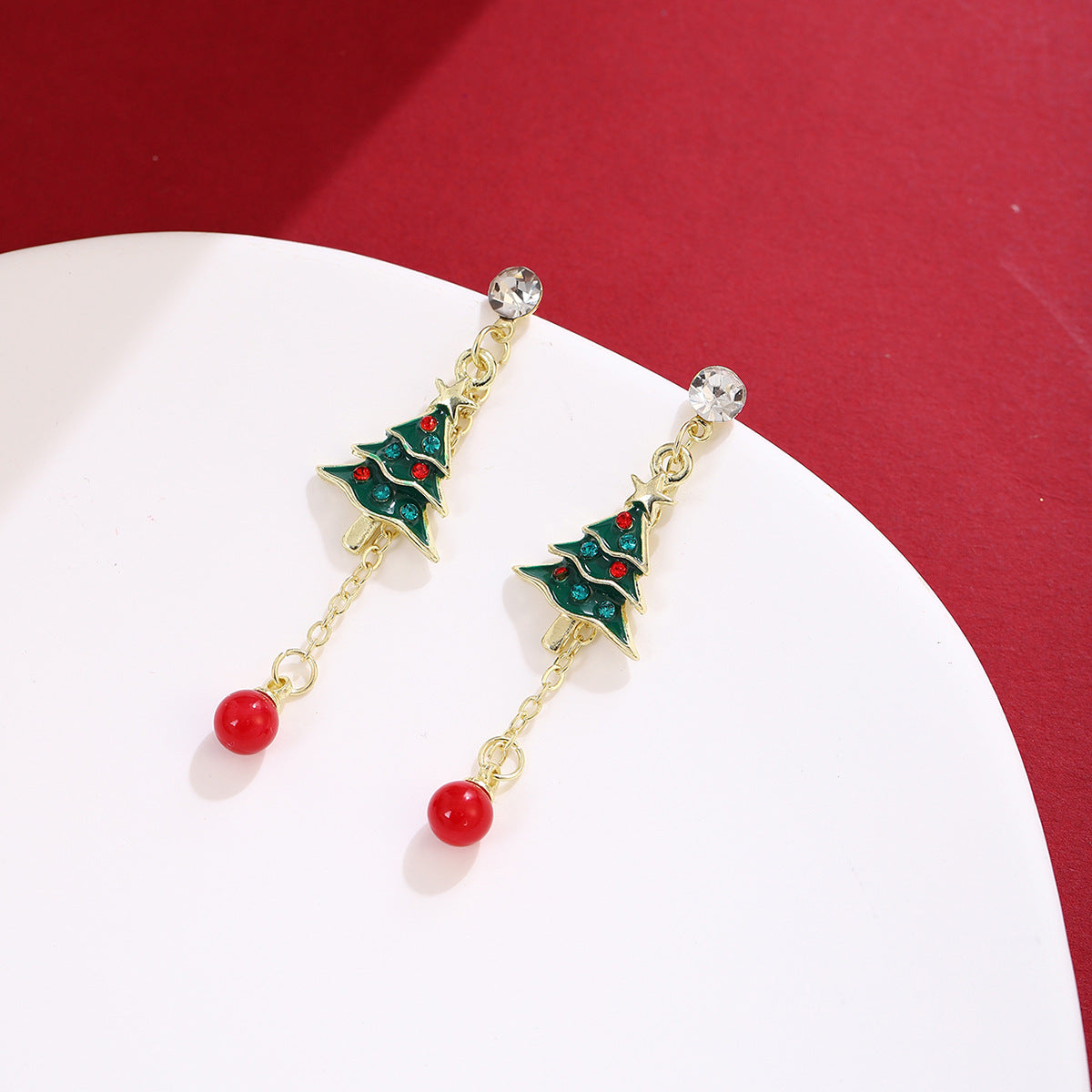 Beaded Chain Evergreen Linear Earrings - Green - 3