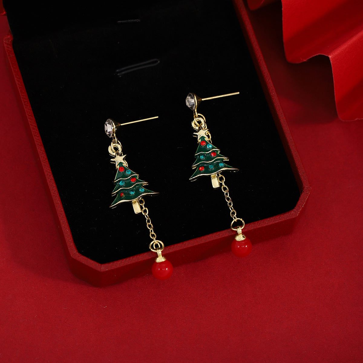 Beaded Chain Evergreen Linear Earrings - Green - 4