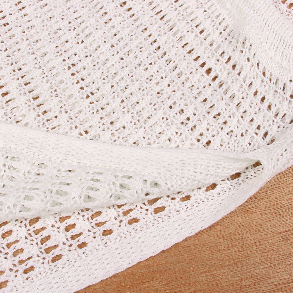 Fringe Hem Crochet Maxi Beach Cover Up - White - 6