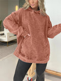 Mineral Wash Oversized Kangaroo Pocket Hoodie - Rust