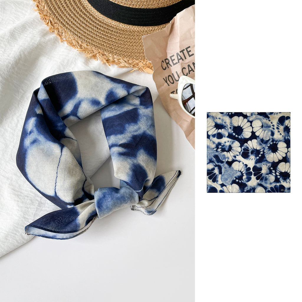 Shibori Spiral Dyed Square Bandana Scarf - NO-1 - 1