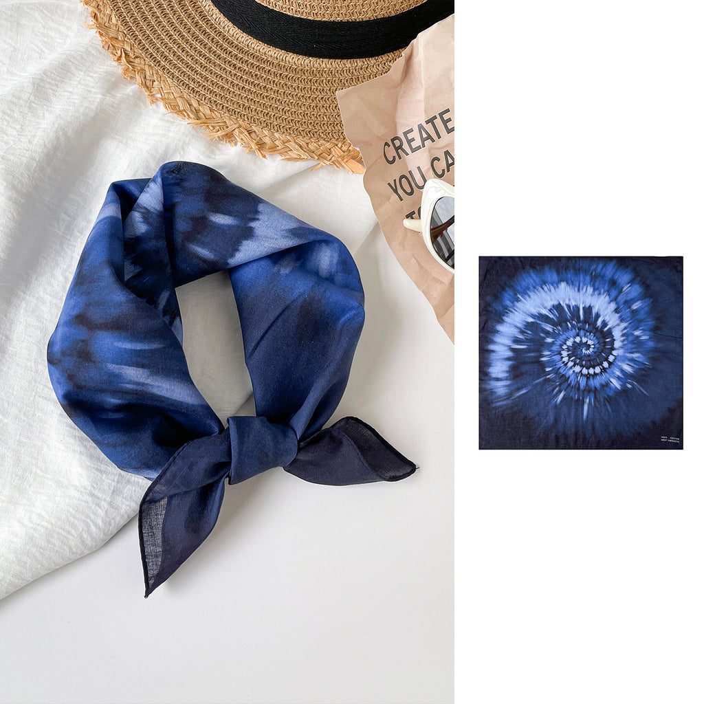 Shibori Spiral Dyed Square Bandana Scarf - NO-2 - 1