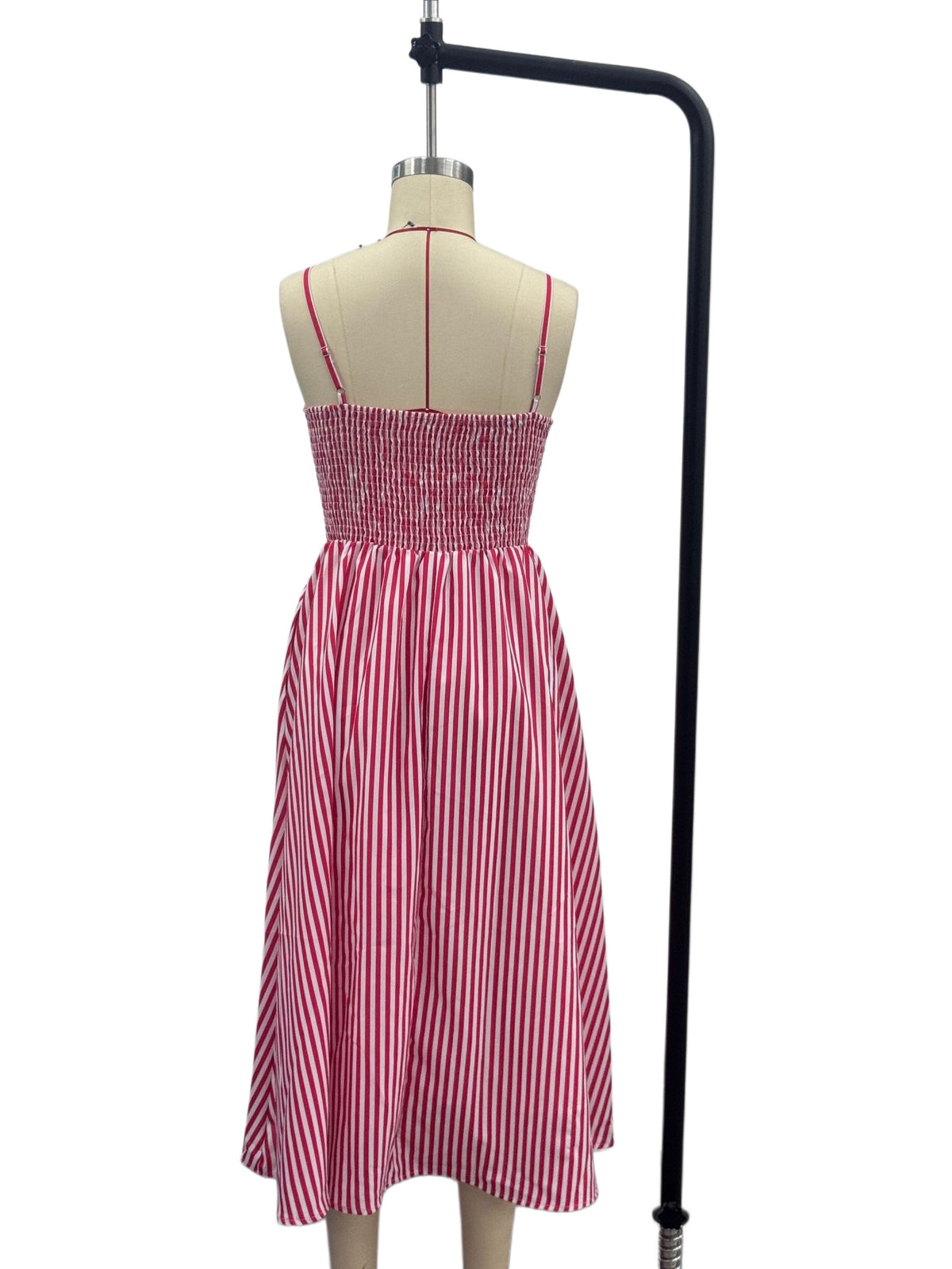 Smocked Bodice Drop Waist Midi Sundress - Pink - 6