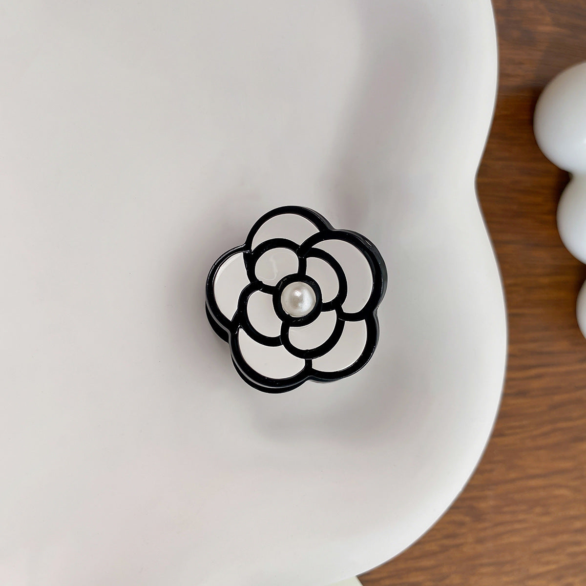 Mini Camellia Flower Hair Claw Clips - White