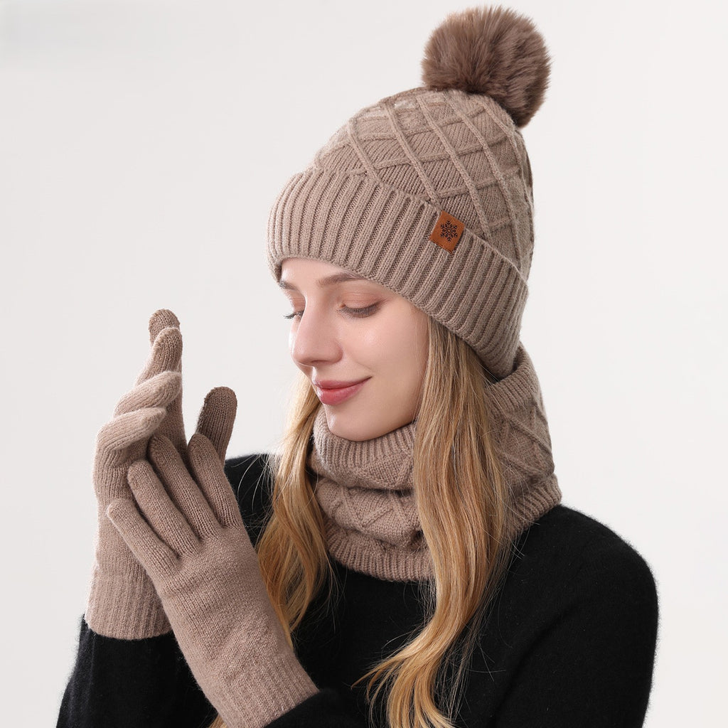 Knit Beanie Scarf And Gloves Set