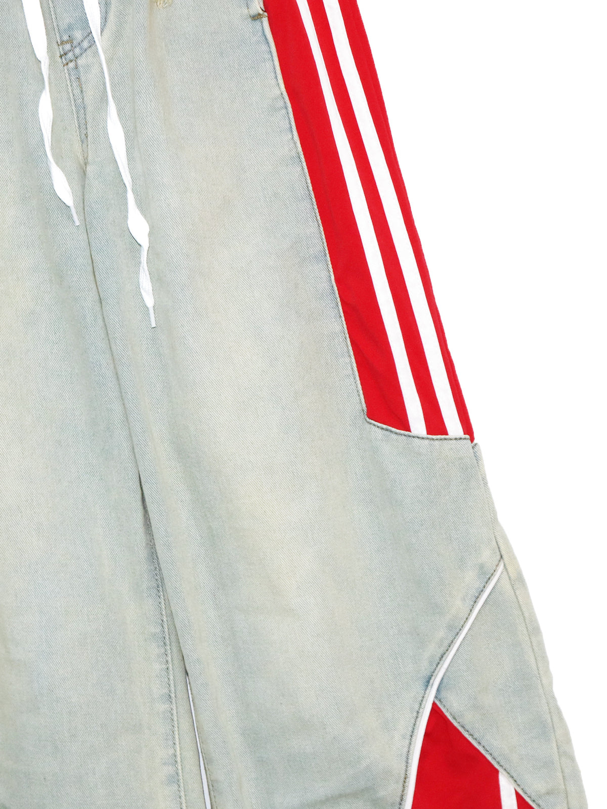 Colorblock Racing Stripe Wide Leg Jeans - SkyBlue - 3