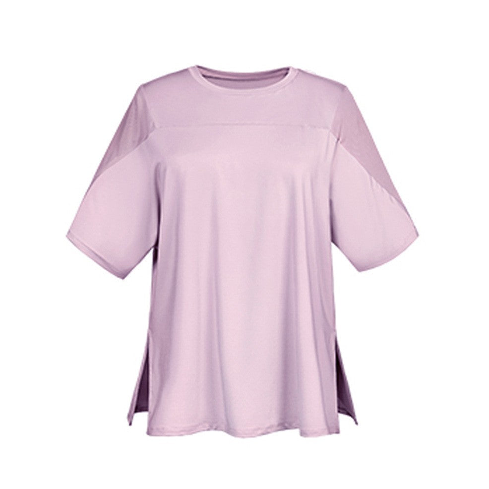 Mesh Panel Oversized Side Slit Workout Tee