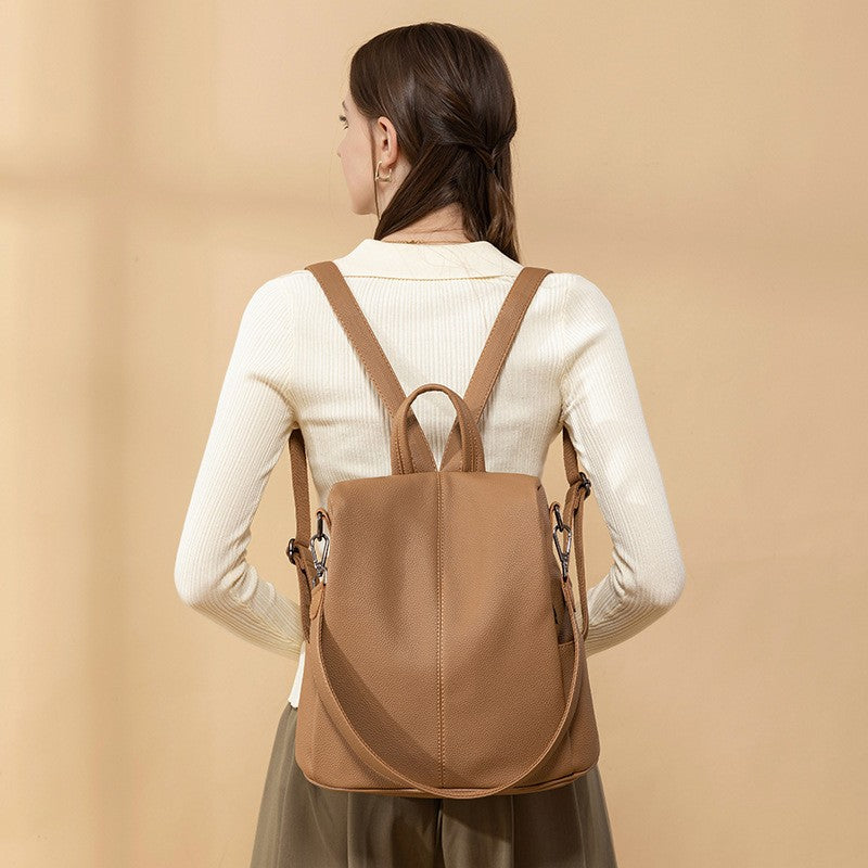Pebbled Faux Leather Anti-Theft Convertible Backpack