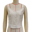 Button Front U Neck Cropped Tank Top - Apricot