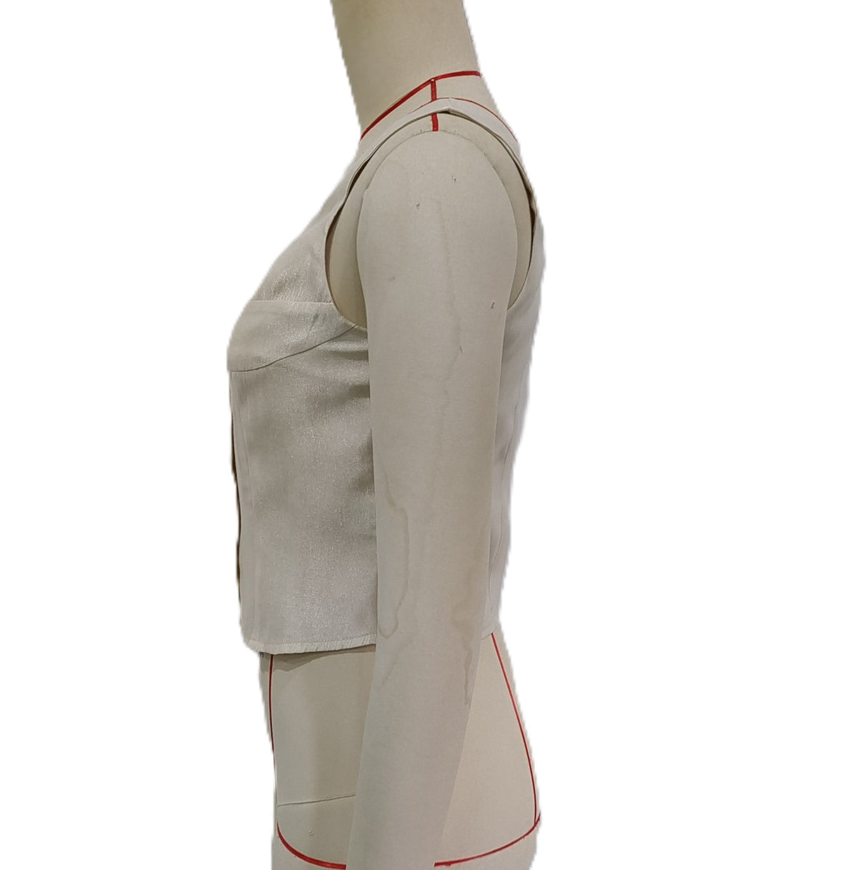 Button Front U Neck Cropped Tank Top - Apricot - 1