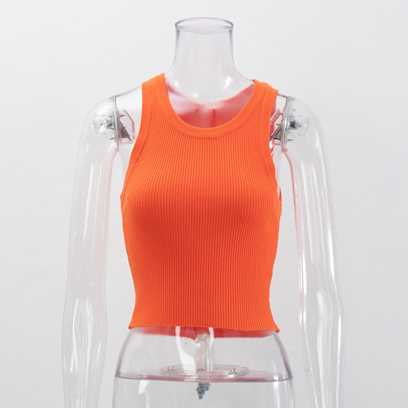 Ribbed Knit Sleeveless Crop Vest Top - view 4