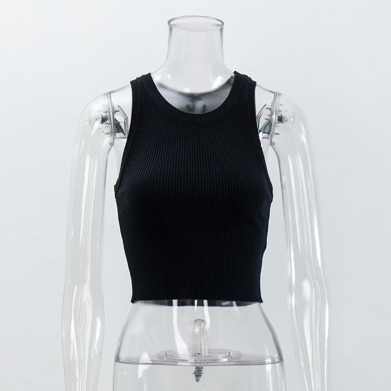 Ribbed Knit Sleeveless Crop Vest Top - view 5