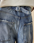 Slouchy Barrel Leg Vintage Wash Jeans - Blue