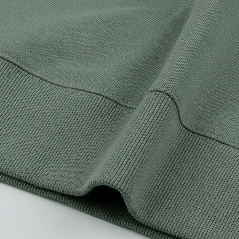 Solid Cotton Crew Sweatshirt With Raglan Sleeves - Sage - 5