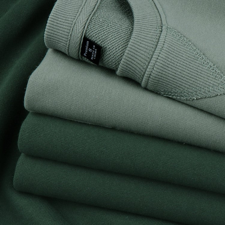 Solid Cotton Crew Sweatshirt With Raglan Sleeves - Sage - 7
