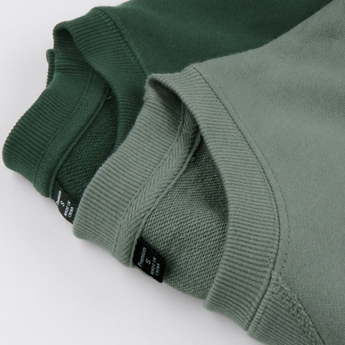 Solid Cotton Crew Sweatshirt With Raglan Sleeves - Sage - 9