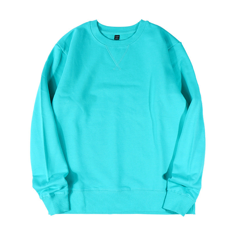 Solid Cotton Crew Sweatshirt With Raglan Sleeves - Turquoise