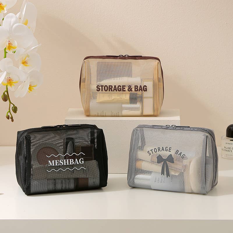 Breathable Mesh Zip Cosmetic Travel Pouch