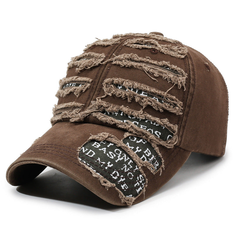 Distressed Vintage Wash Cotton Baseball Cap - Coffee