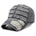 Distressed Vintage Wash Cotton Baseball Cap - Grey